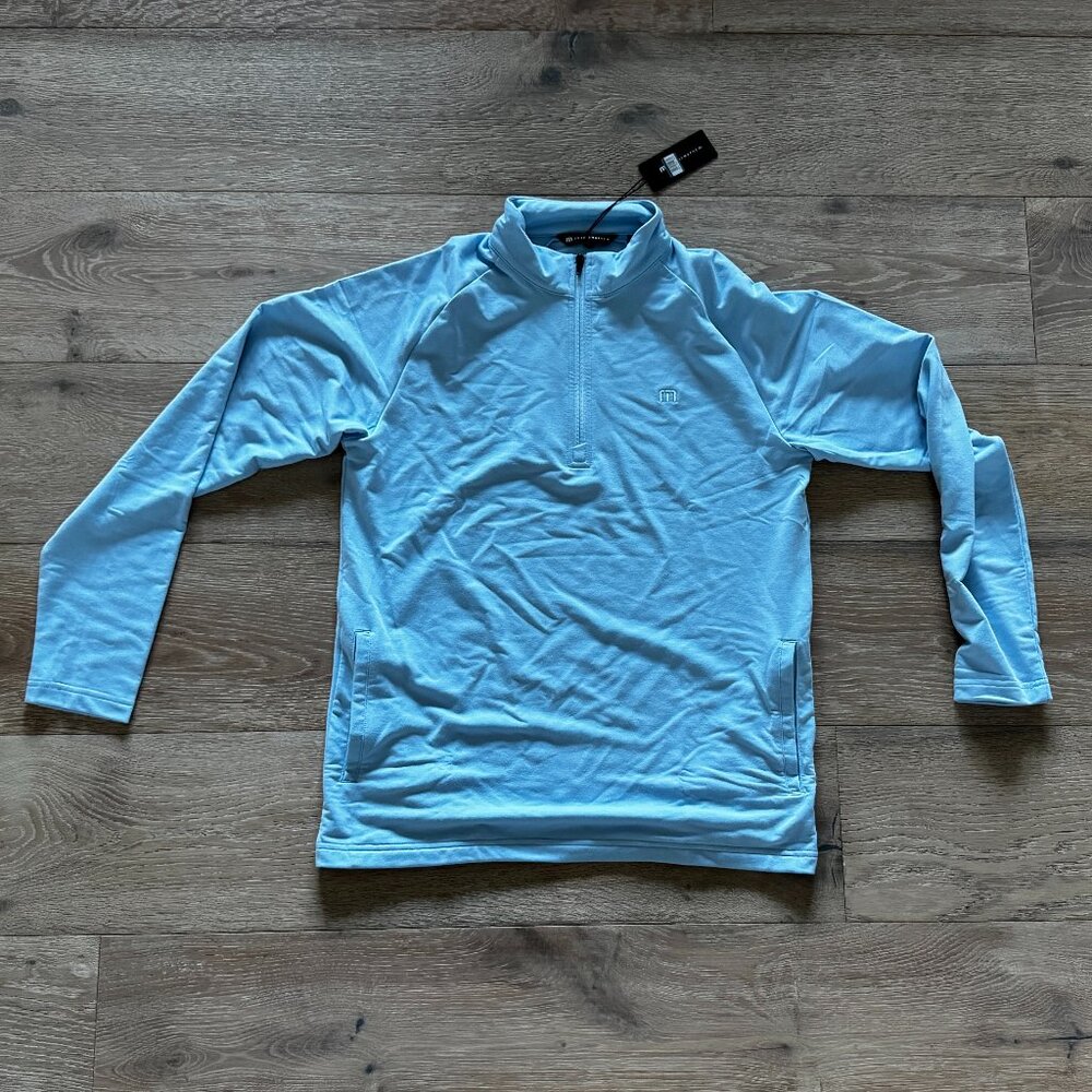 Travis Mathew Valiant Quarter Zip Pullover Powder Blue M Medium $139